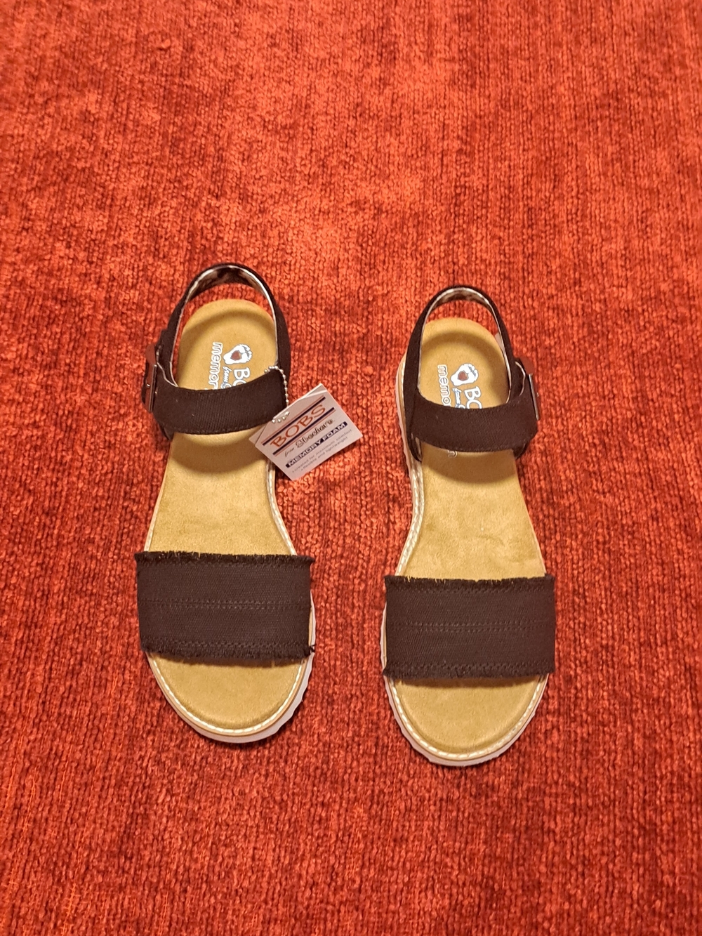 Skechers Black Double-Strap Hook-and-Loop Sandals